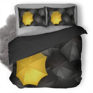 Umbrella Monochrome Yellow Digital Art K3 Duvet Cover and Pillowcase Set Bedding Set