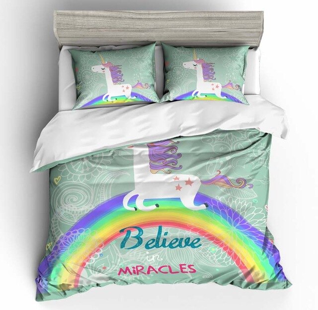 Unicorn Cute 2219 Duvet Cover and Pillowcase Set Bedding Set