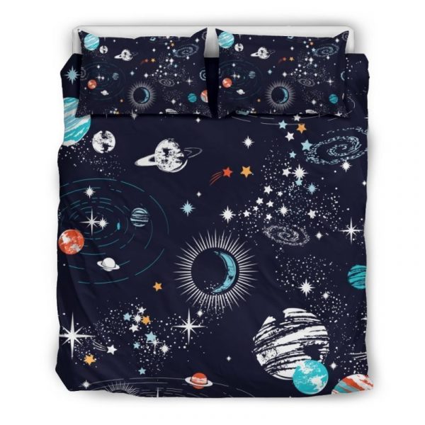 Universe Galaxy Outer Space Print Duvet Cover and Pillowcase Set Bedding Set