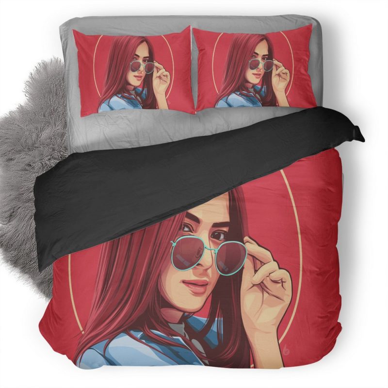 Urban Glasses Girl Digital Art 8R Duvet Cover and Pillowcase Set Bedding Set