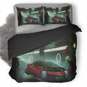 Vehicle Garage Digital Art Scifi Br Duvet Cover and Pillowcase Set Bedding Set