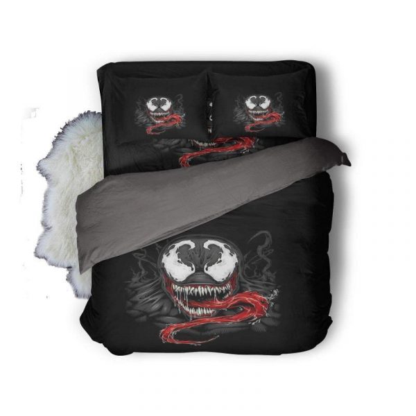 Venom Classic Black Scary Printed ding Duvet Cover and Pillowcase Set Bedding Set