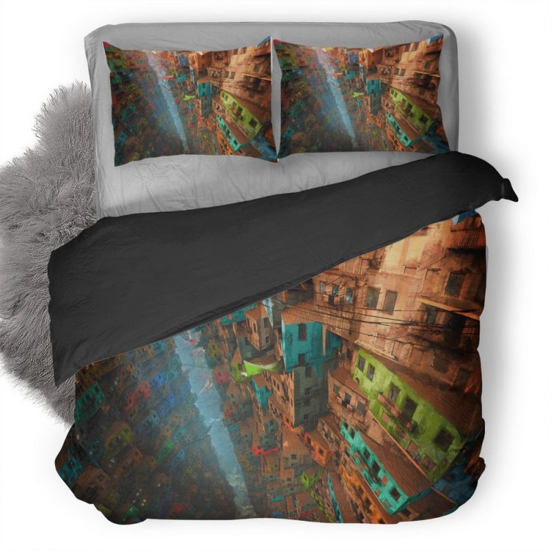 Vertical Village 3S Duvet Cover and Pillowcase Set Bedding Set