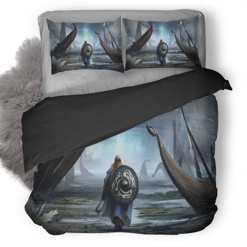 Viking Artwork Ml Duvet Cover and Pillowcase Set Bedding Set