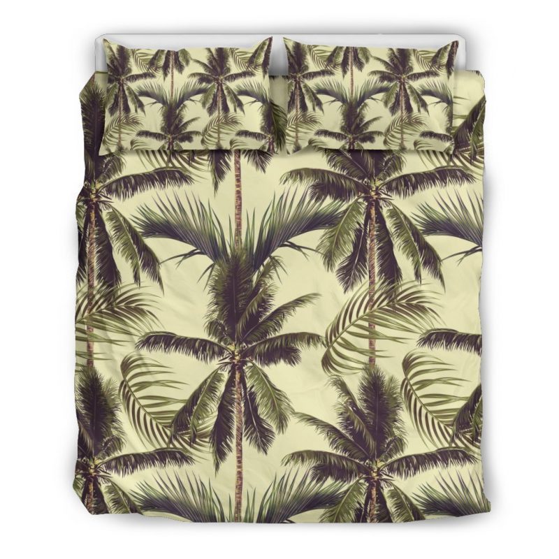 Vintage Palm Tree Pattern Print Duvet Cover and Pillowcase Set Bedding Set