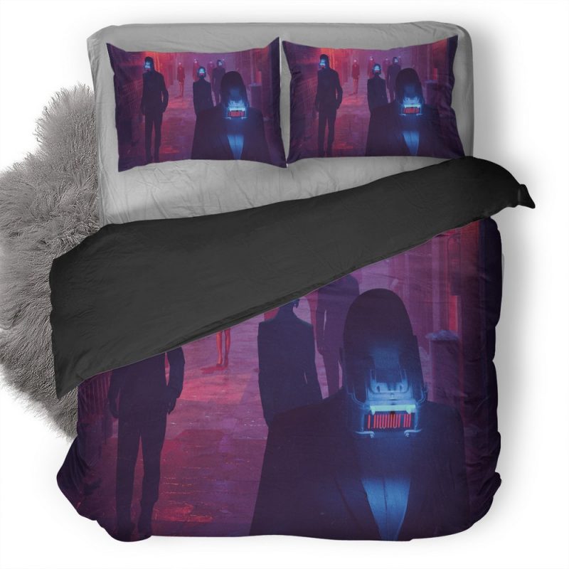 Virtual Reality People Street Scifi Cyberpunk 7X Duvet Cover and Pillowcase Set Bedding Set