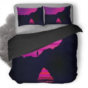 Walking Over Rocks Retrowave Kk Duvet Cover and Pillowcase Set Bedding Set