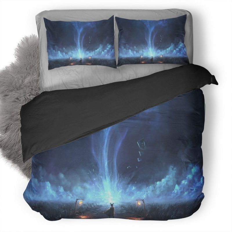 Warrior Bright Night Starscapes Digital Art Painting Qz Duvet Cover and Pillowcase Set Bedding Set