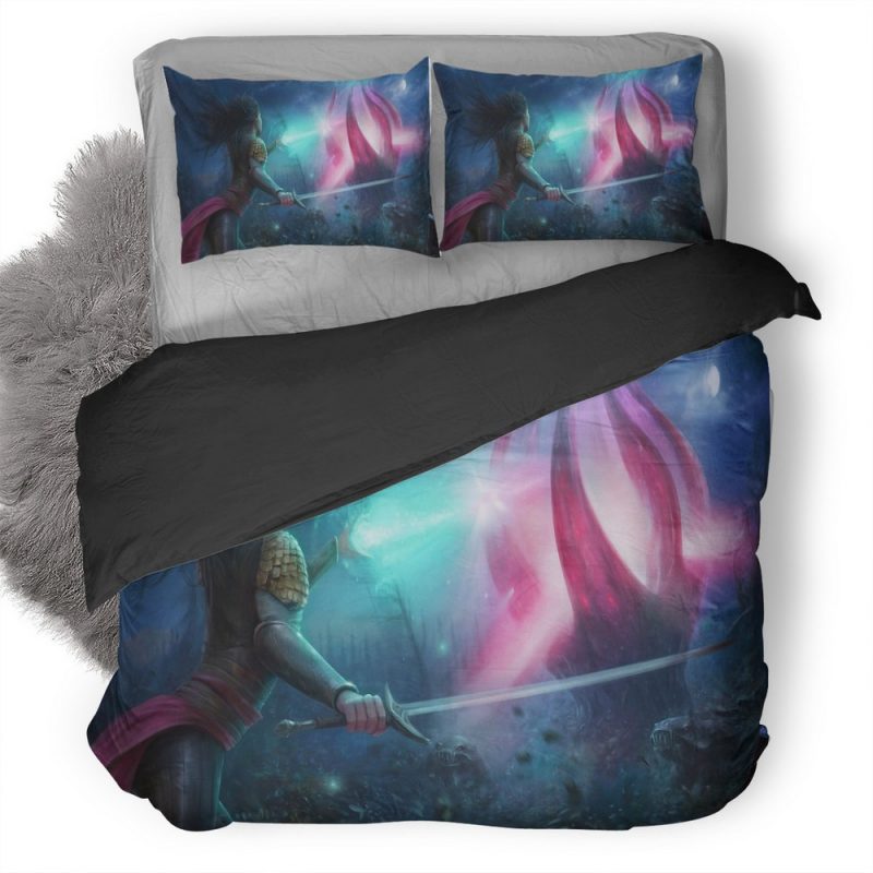 Warrior Fantasy Girl Art Oj Duvet Cover and Pillowcase Set Bedding Set