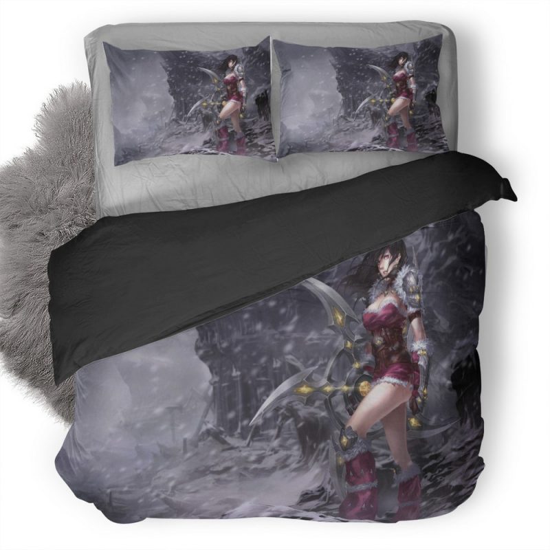 Warrior Girl In Snow Wind Storm He Duvet Cover and Pillowcase Set Bedding Set