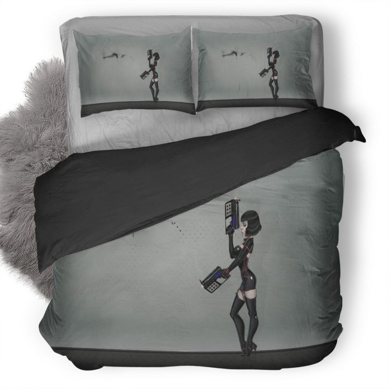 Warrior Girl Style Duvet Cover and Pillowcase Set Bedding Set