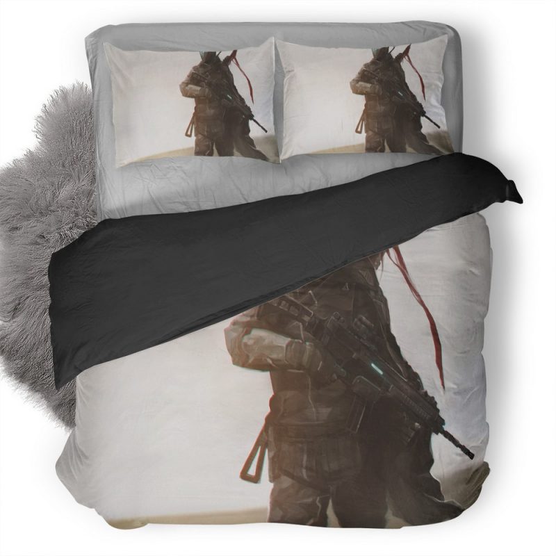 Warrior With Rifle Desert 31 Duvet Cover and Pillowcase Set Bedding Set