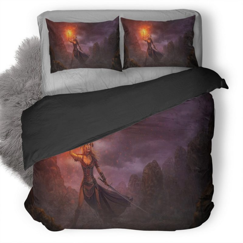 Warrior Woman Doing Magic 2Y Duvet Cover and Pillowcase Set Bedding Set