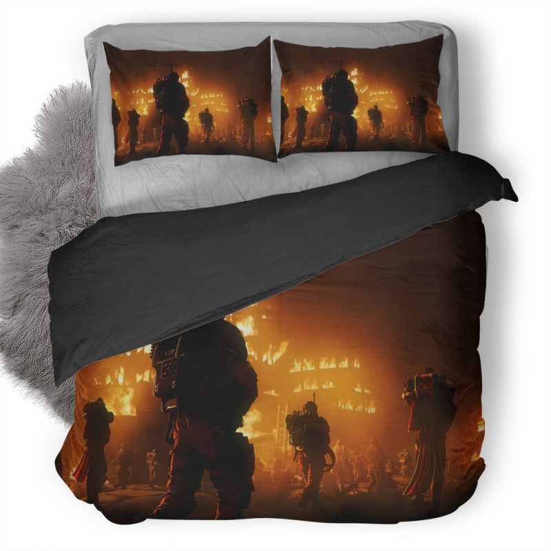 Warriros In Metal Jackets War Night Fire T6 Duvet Cover and Pillowcase Set Bedding Set