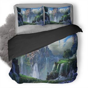 Waterfall Slums Image Duvet Cover and Pillowcase Set Bedding Set