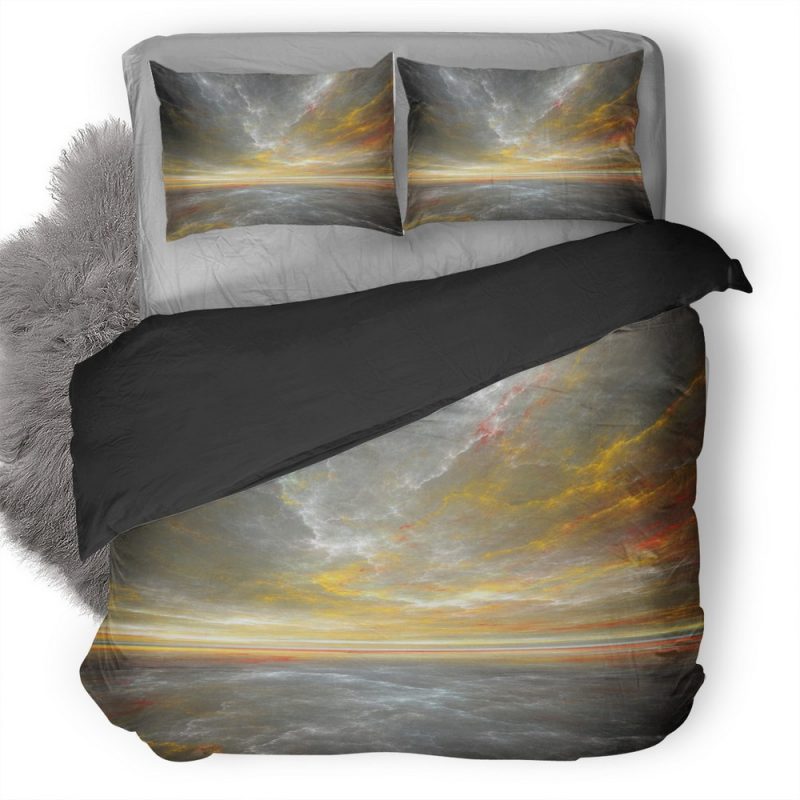 Waves Sky Fractal Art Abstract Es Duvet Cover and Pillowcase Set Bedding Set