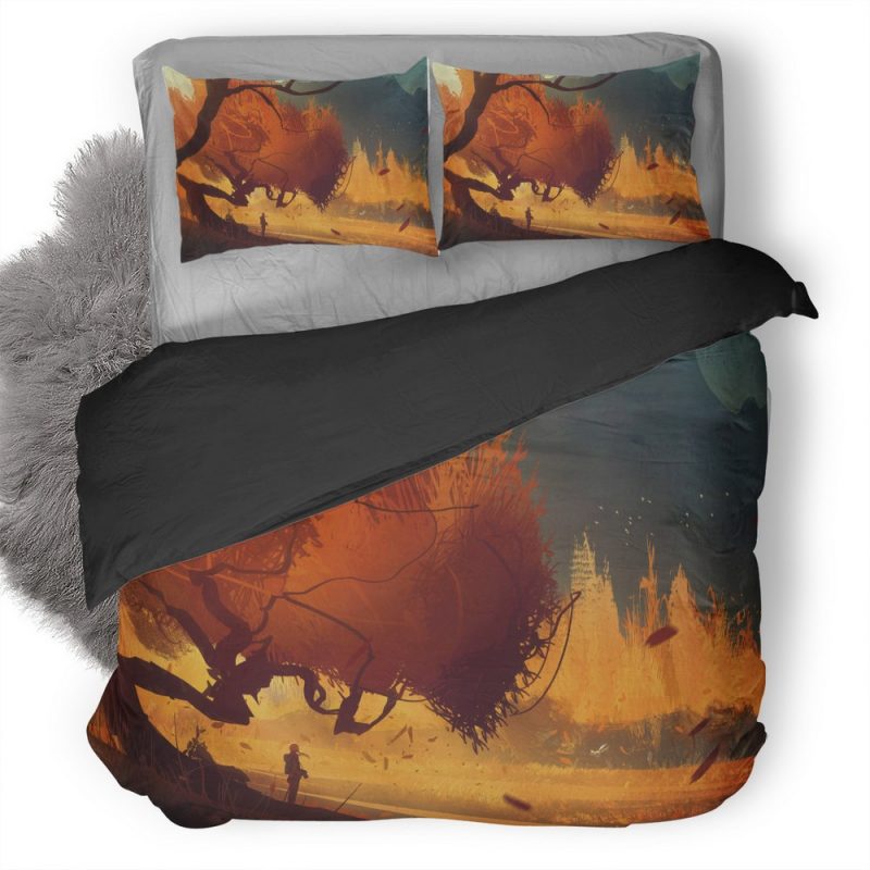 Welcome Autumn Man With Camera Artwork Wv Duvet Cover and Pillowcase Set Bedding Set