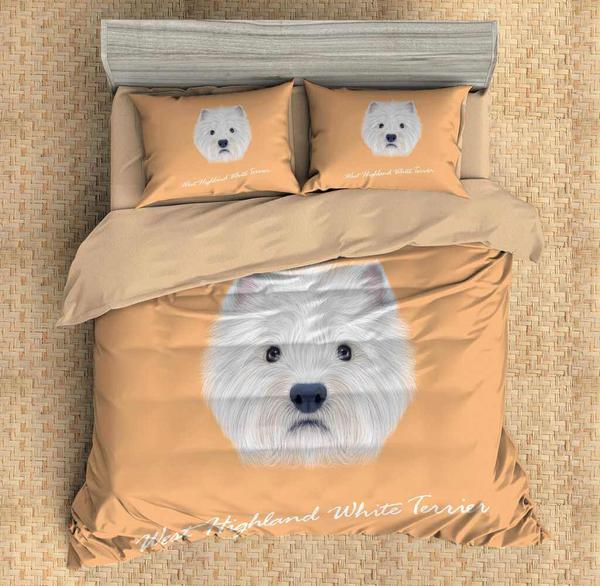 West Highland White Terrier Duvet Cover and Pillowcase Set Bedding Set