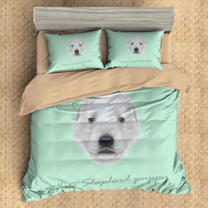 White Shepherd Puppy Duvet Cover and Pillowcase Set Bedding Set