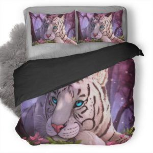 White Tiger Fantasy Art Wi Duvet Cover and Pillowcase Set Bedding Set