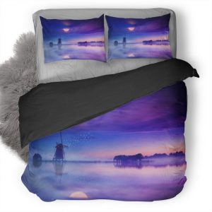 Windmill Digital Art Dv Duvet Cover and Pillowcase Set Bedding Set