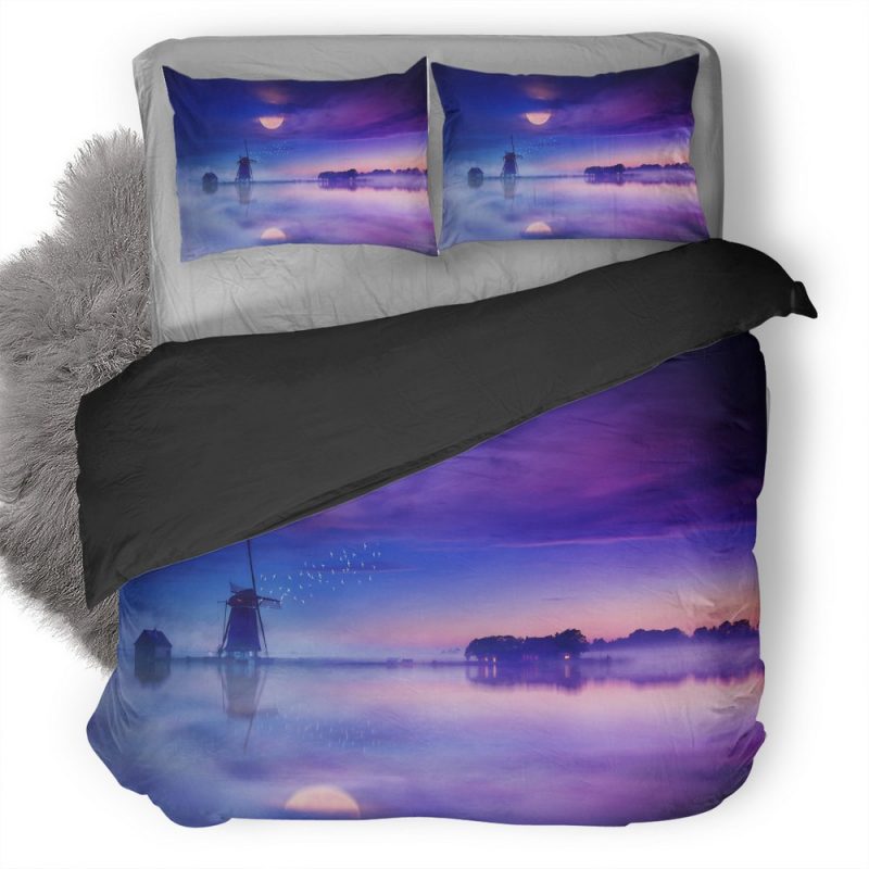 Windmill Digital Art Dv Duvet Cover and Pillowcase Set Bedding Set