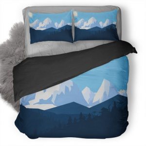 Winter Snow Landscape Minimalist Lc Duvet Cover and Pillowcase Set Bedding Set