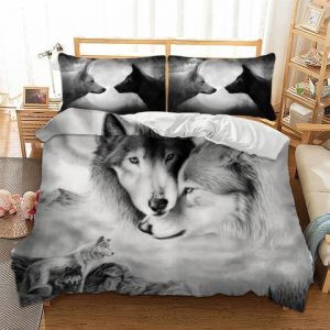 Wolf Couple Duvet Cover and Pillowcase Set Bedding Set