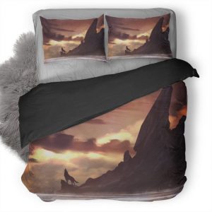 Wolf Howling On Island Ks Duvet Cover and Pillowcase Set Bedding Set