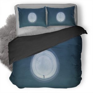 Women With Umbrella On Moon Artwork 2U Duvet Cover and Pillowcase Set Bedding Set