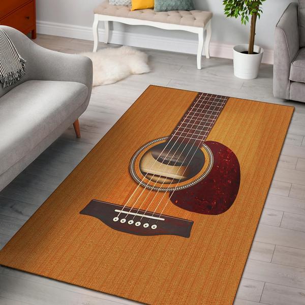 Wooden Guitar Living Room Rug Carpet