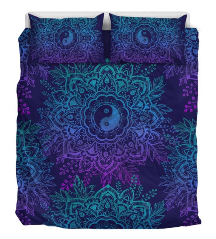 Yin Yang Mandala Navy Duver Duvet Cover and Pillowcase Set Bedding Set