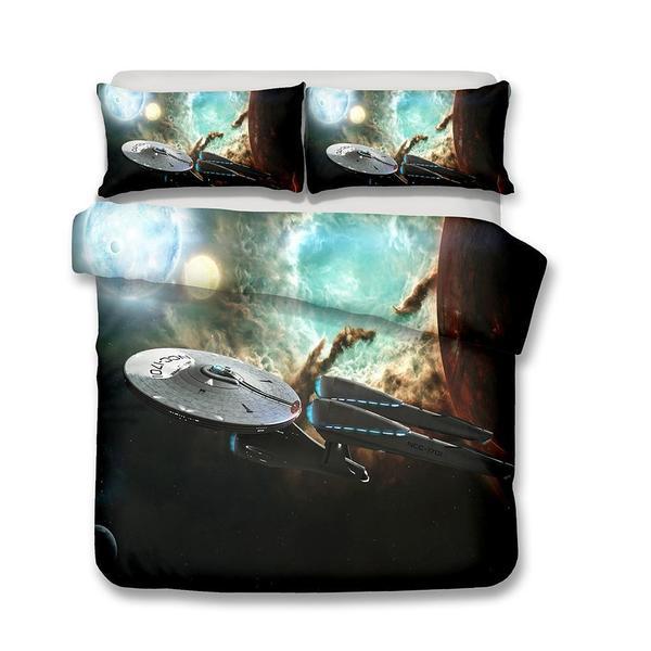 ding Star Trek Beyond Printed Chris Pine Duvet Cover and Pillowcase Set Bedding Set