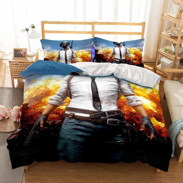 ding Wholesale Game Pubg Printed s Duvet Cover and Pillowcase Set Bedding Set