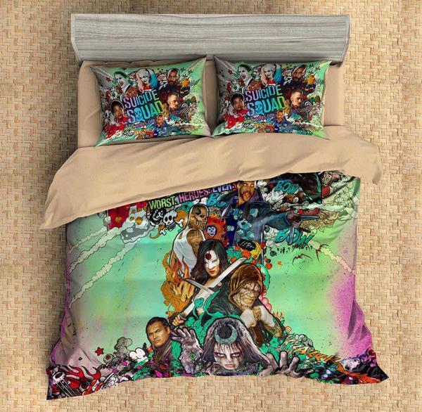 ize Suicide Squad Duvet Cover and Pillowcase Set Bedding Set 574