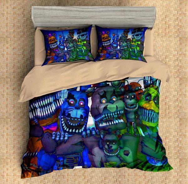 ize The Five Nights At Freddyâ€™S Flat Sheet Duvet Cover and Pillowcase Set Bedding Set