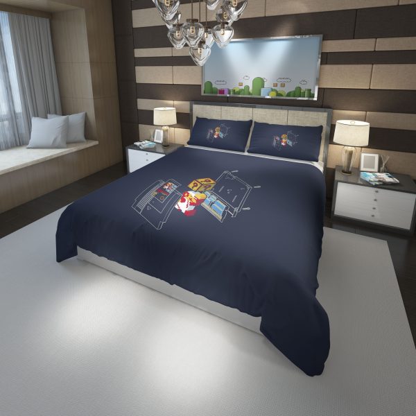 minimalism Super Mario Bros 128 Duvet Cover and Pillowcase Set Bedding Set